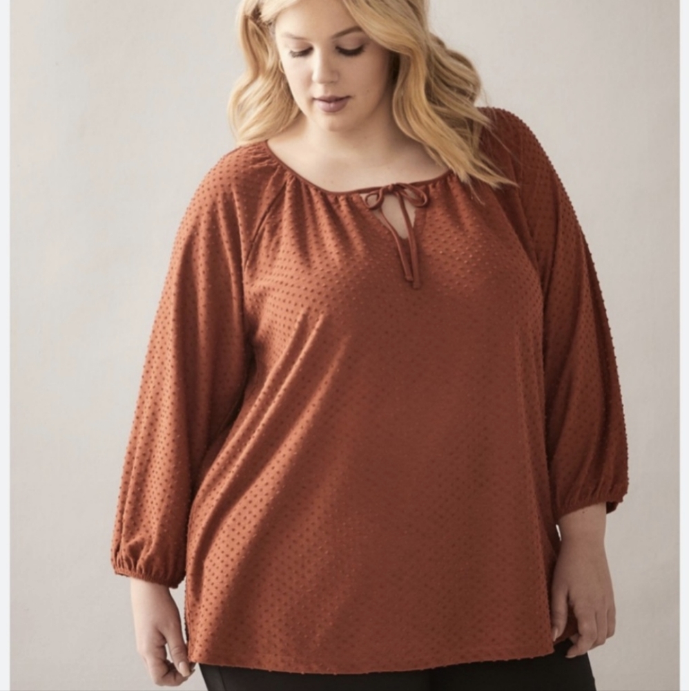 2X Burnt Orange Polka Dot Blouse NWT